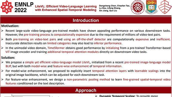 LiteVL: Efficient Video-Language Learning with Enhanced Spatial-Temporal Modeling