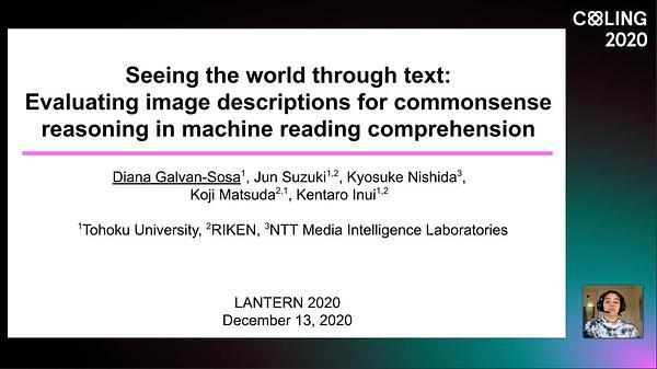 Seeing the world through text: Evaluating image descriptions for commonsense reasoning in machine reading comprehension
