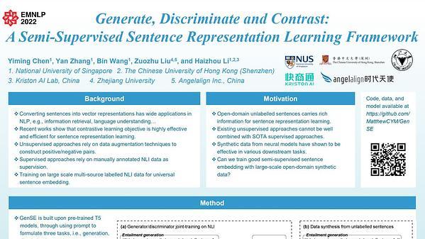 Generate, Discriminate and Contrast: A Semi-Supervised Sentence Representation Learning Framework