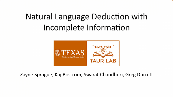 Natural Language Deduction with Incomplete Information