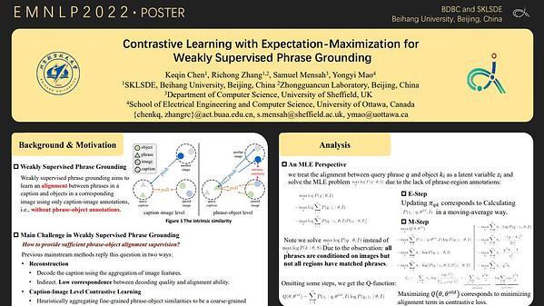 Contrastive Learning with Expectation-Maximization for Weakly Supervised Phrase Grounding