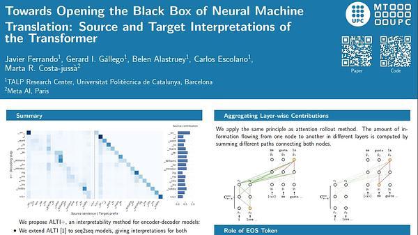 Towards Opening the Black Box of Neural Machine Translation: Source and Target Interpretations of the Transformer