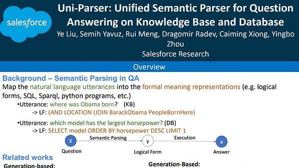 Uni-Parser: Unified Semantic Parser for Question Answering on Knowledge Base and Database