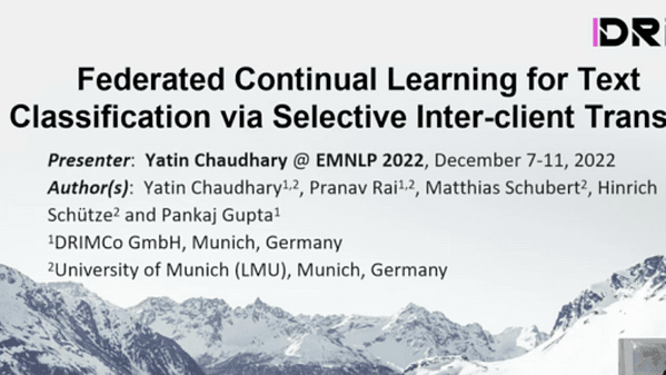Federated Continual Learning for Text Classification via Selective Inter-client Transfer