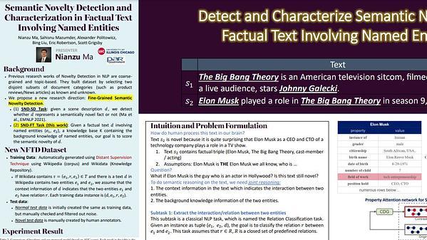 Semantic Novelty Detection and Characterization in Factual Text Involving Named Entities
