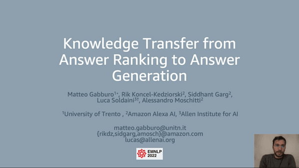 Knowledge Transfer from Answer Ranking to Answer Generation