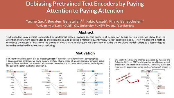 Debiasing Pretrained Text Encoders by Paying Attention to Paying Attention