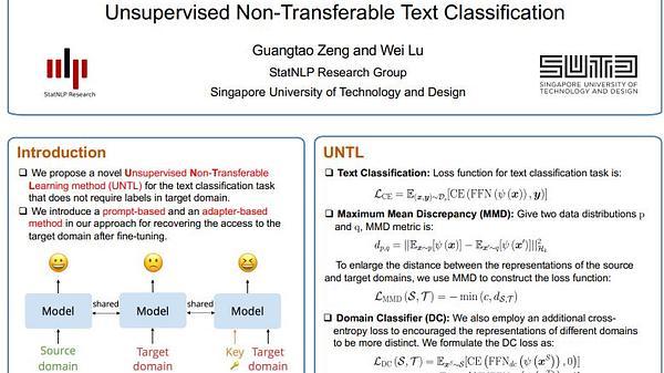Unsupervised Non-transferable Text Classification