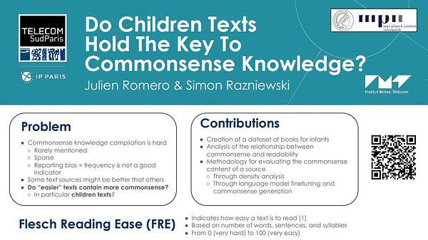 Do Children Texts Hold The Key To Commonsense Knowledge?