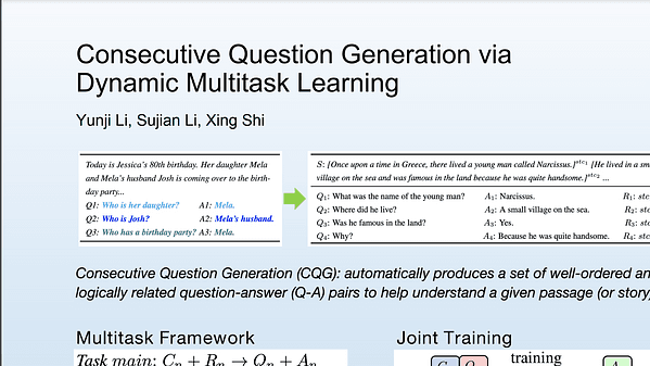Consecutive Question Generation via Dynamic Multitask Learning