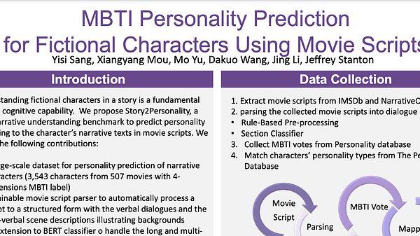 MBTI Personality Prediction for Fictional Characters Using Movie Scripts