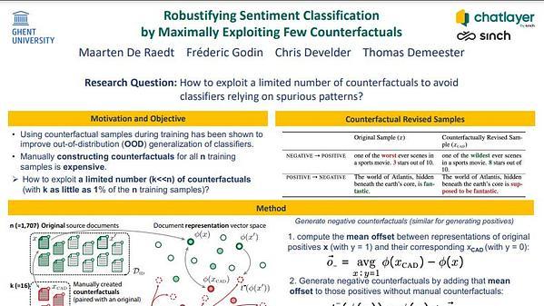 Robustifying Sentiment Classification by Maximally Exploiting Few Counterfactuals