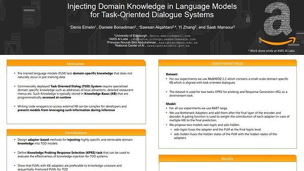 Injecting Domain Knowledge in Language Models for Task-oriented Dialogue Systems