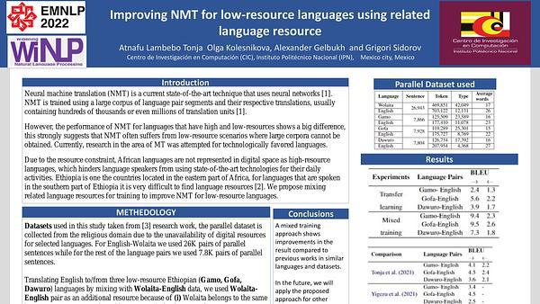 Improving neural machine translation for low-resource languages using related language resources