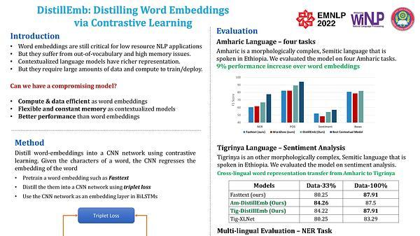 DistillEmb: Distilling word embeddings via contrastive learning