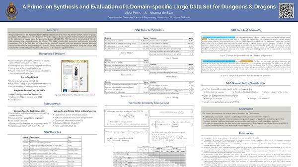 Synthesis and Evaluation of a Domain-specific Large Data Set for Dungeons \& Dragons