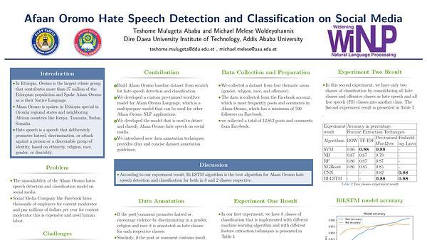Afaan Oromo Hate Speech Detection and Classification on Social Media