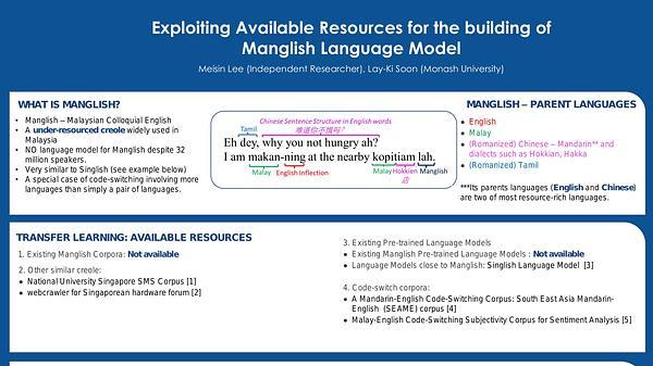 Exploiting Available Resources for the Training of Manglish Language Models