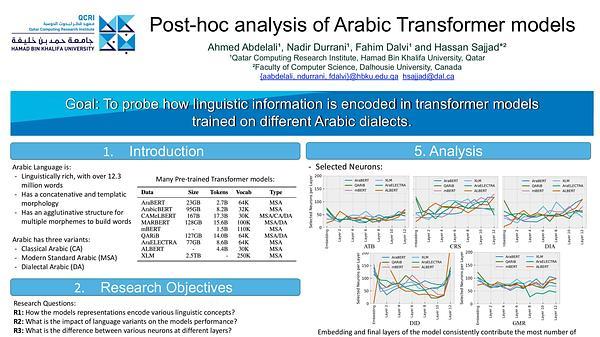 Post-hoc analysis of Arabic transformer models