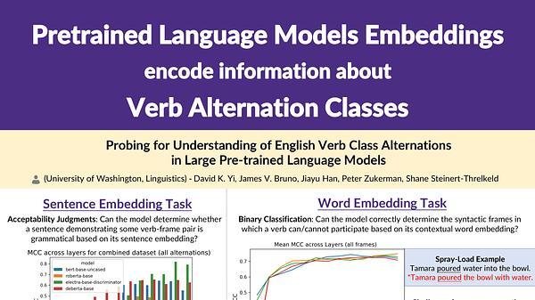 Probing for Understanding of English Verb Classes and Alternations in Large Pre-trained Language Models