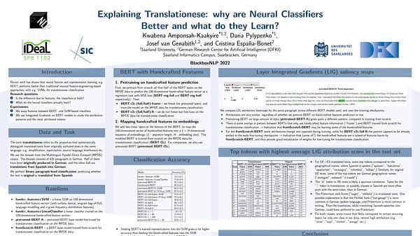 Explaining Translationese: why are Neural Classifiers Better and what do they Learn?