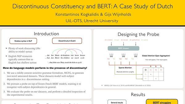 Discontinuous Constituency and BERT: A Case Study of Dutch