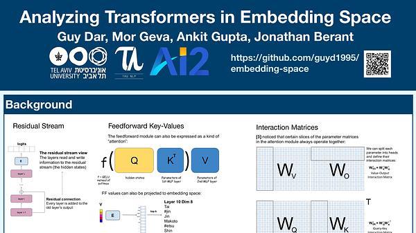 Analyzing Transformers in Embedding Space