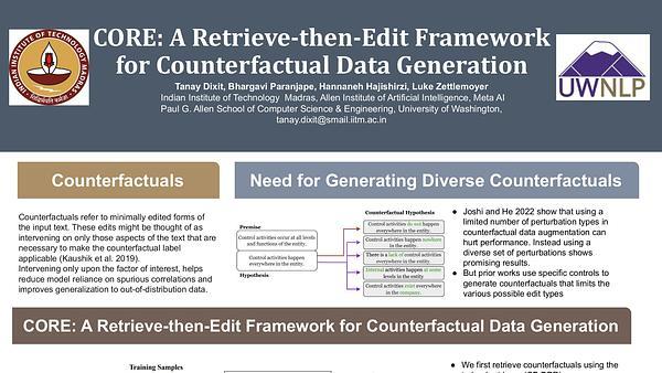 CORE: A Retrieve-then-Edit Framework for Counterfactual Data Generation
