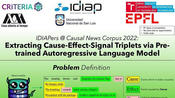 IDIAPers @ Causal News Corpus 2022: Extracting Cause-Effect-Signal Triplets via Pre-trained Autoregressive Language Model