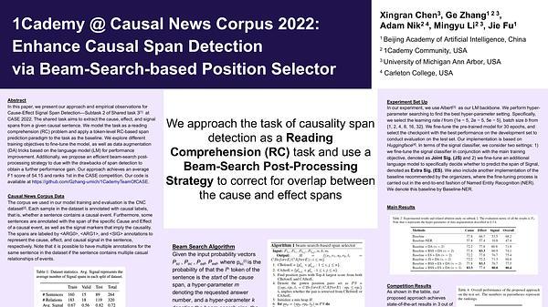 1Cademy @ Causal News Corpus 2022: Enhance Causal Span Detection via Beam-Search-based Position Selector