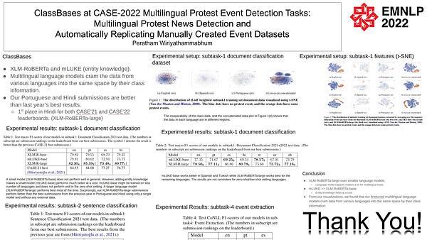 ClassBases at the CASE-2022 Multilingual Protest Event Detection Task: Multilingual Protest News Detection and Automatically Replicating Manually Created Event Datasets