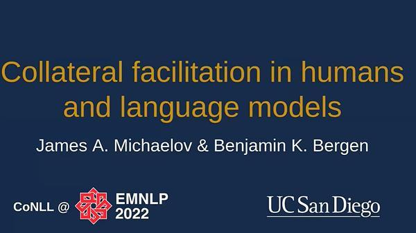 Collateral facilitation in humans and language models