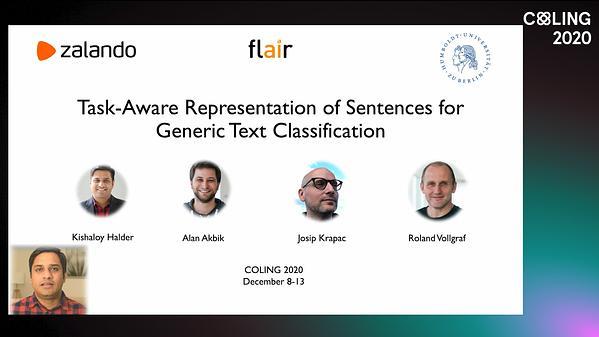 Task-Aware Representation of Sentences for Generic Text Classification