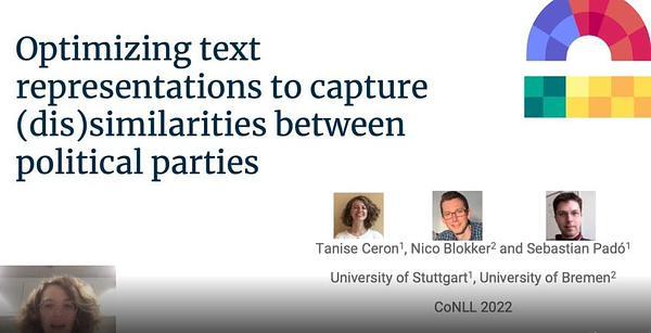 Optimizing text representations to capture (dis)similarity between political parties