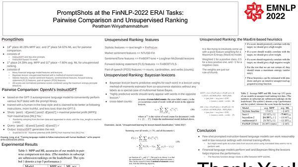 PromptShots at the FinNLP-2022 ERAI Task: Pairwise Comparison and Unsupervised Ranking