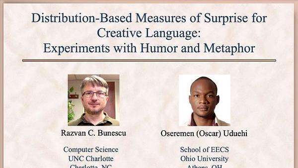 Distribution-Based Measures of Surprise for Creative Language: Experiments with Humor and Metaphor