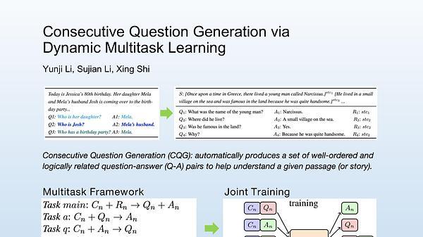 Consecutive Question Generation via Dynamic Multitask Learning