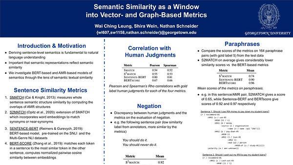 Semantic Similarity as a Window into Vector- and Graph-Based Metrics