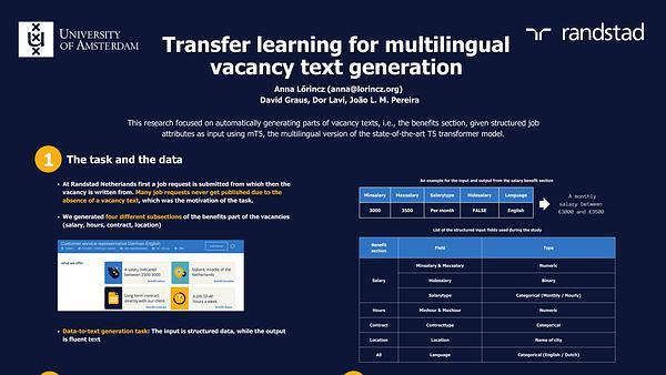 Transfer learning for multilingual vacancy text generation