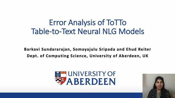 Error Analysis of ToTTo Table-to-Text Neural NLG Models