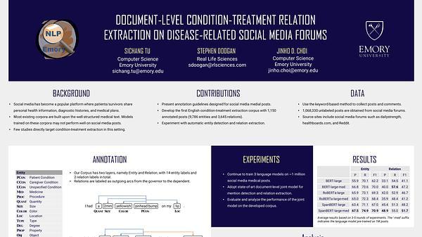 Condition-Treatment Relation Extraction on Disease-related Social Media Data
