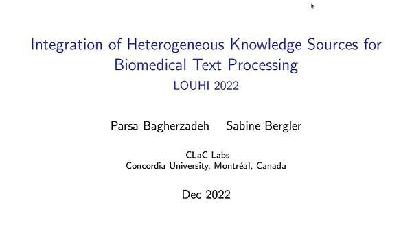 Integration of Heterogeneous Knowledge Sources for Biomedical Text Processing