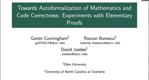 Towards Autoformalization of Mathematics and Code Correctness: Experiments with Elementary Proofs