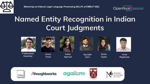 Named Entity Recognition in Indian court judgments