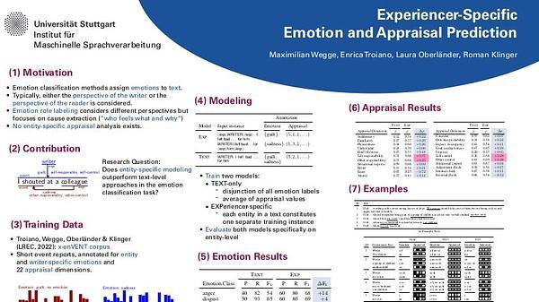 Experiencer-Specific Emotion and Appraisal Prediction