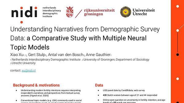 Understanding Narratives from Demographic Survey Data: a Comparative Study with Multiple Neural Topic Models