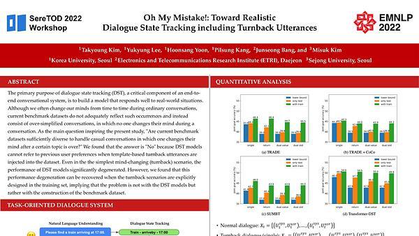 Oh My Mistake!: Toward Realistic Dialogue State Tracking including Turnback Utterances