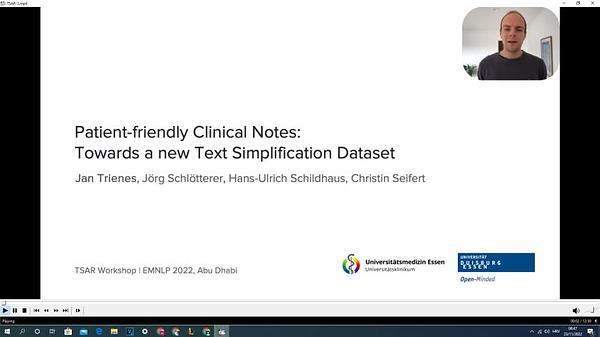 Patient-friendly Clinical Notes: Towards a new Text Simplification Dataset