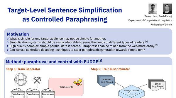 Target-Level Sentence Simplification as Controlled Paraphrasing