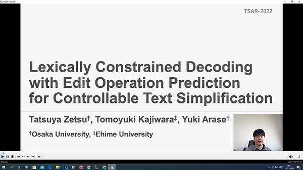Lexically Constrained Decoding with Edit Operation Prediction for Controllable Text Simplification